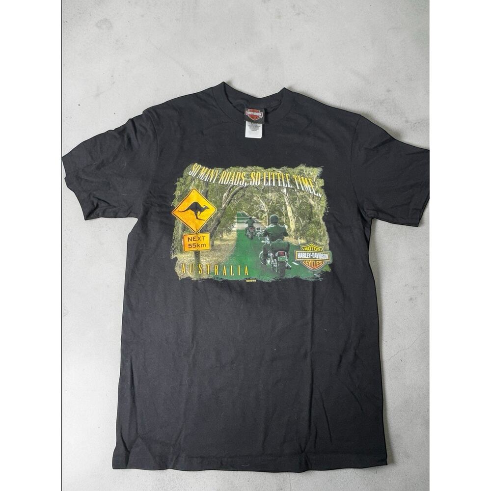Harley Davidson Shirt Mens Black Medium Australia So Many Roads Motorcycle NWOT